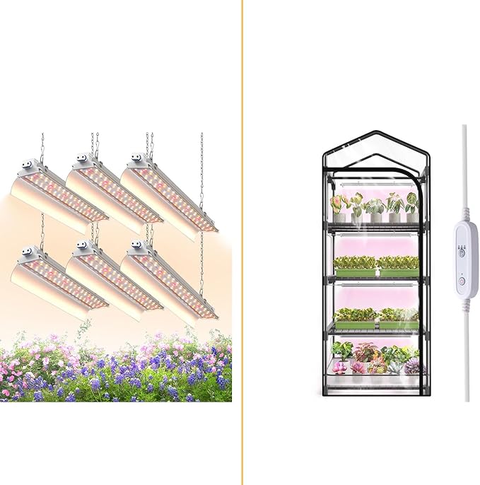 1.4FT Hanging Grow Light f+ 4-Tier Greenhouse 27 L x 19 W x 63 HBlack