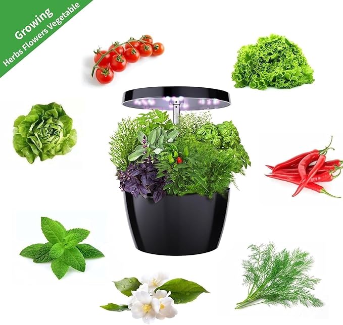 Hydroponic Growing System Plant Germination Kit with LED Grow Light Quiet Smart Pump Adjustable Indoor Herb Garden Kit for Home Kitchen
