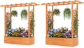 S AFSTAR Raised Garden Bed with Trellis 2 Pieces Fir Wood Planter Box with Flat Roof &amp Drainage Holes Vertical Planter Raised Bed for Climbing Plants Flowers &amp Vegetables 43 x 14 x 45 (