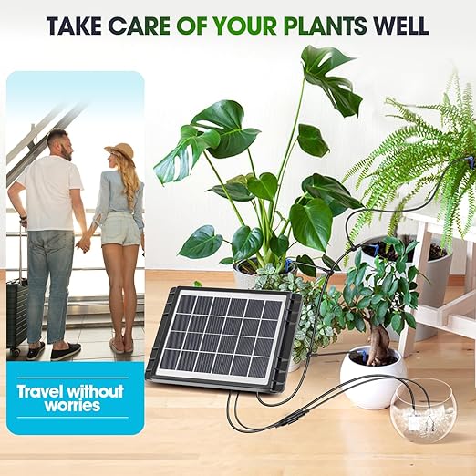 Solar Irrigation System for Garden - Skycow 2W Solar &amp USB Power Automatic Drip Irrigation Kit15 Potted Indoor Outdoor Garden Balcony Anti-Siphoning Plant Watering System 25 Timing Mode