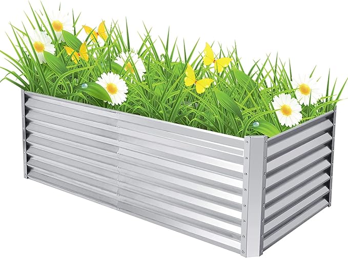 YUEWO Planter Raised Beds Galvanized Steel Planter Box Metal Raised Garden Bed 6X3X1FT for Outdoor Growing Fresh Veggies Flowers Herbs and Succulents (6 x 3 x 2 ft)