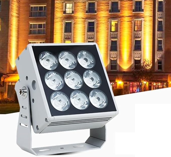110-230V Outdoor Spotlights - Spotlight Led Beam Light - Led Spot Lights LED Long Distance Spotlight Outdoor Building Wall Washer IP67 Waterproof Villa Courtyard Lawn Landscape Lights(Warm White Lig