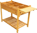 8-Pocket Elevated Wooden Raised Garden Bed - Foldable Side Table Storage Shelf for Herbs Vegetables Flowers