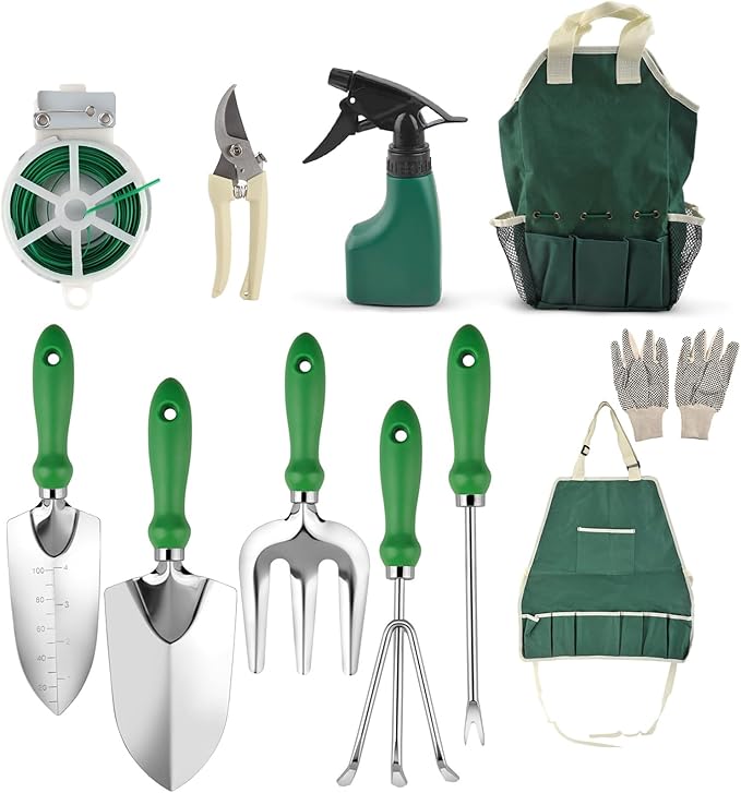 Garden Tool Set Premium Ergonomic Stainless Steel Hand Garden Tool Kit for Women and Men with Storage Bag for Outdoor Gardening Work