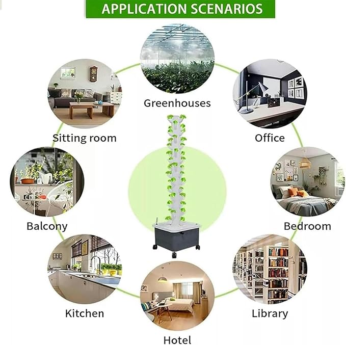 Hydroponic Culture Kit for Interior Garden Culture System of Hydroponic Tower 15 Layers of 45 Plants Vertical Hydroponic Tower Stackable Mobile Ecosystem for Vegetab