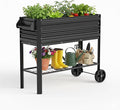 WORKPRO Galvanized Raised Garden Bed with Legs &amp Wheels 37x14.6x31.6in 400LB Capacity Elevated Planter Box for Garden Backyard Patio &amp Deck Black
