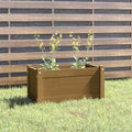 Honey Brown Solid Pinewood Garden Planter 23.6 Inch Outdoor Rectangular Raised Bed for Flowers Vegetables Herbs Durable