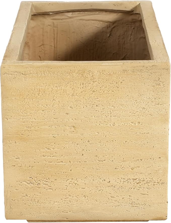 Handmade Rectangle Planter Box Travertine Beige HX732