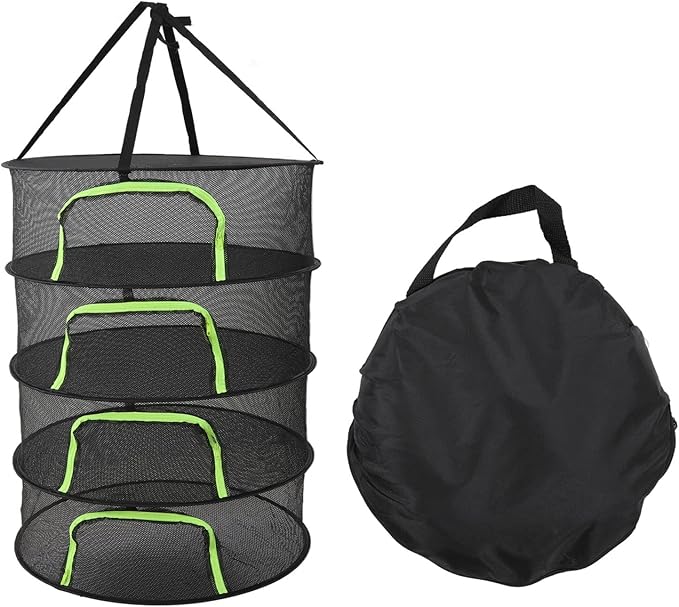 Herbs Drying Net Foldable Plant Drying Net 60cm Diameter Herbs Buds Dry Net with Storage Bag for Outdoor (4th Floor)