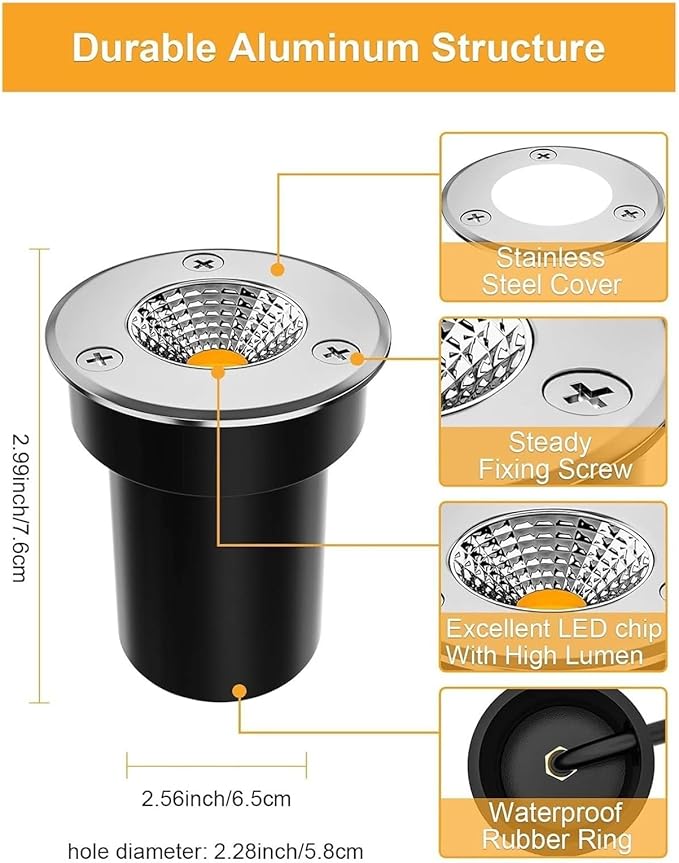 4 Pack Low Voltage LED Landscape Lights - 5W COB Outdoor Recessed Spotlights IP67 Waterproof Round Garden Lighting for Patios Lawns Driveways Decks (Blue AC85-265V)