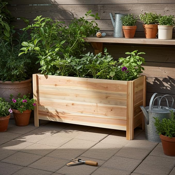 Tall Cedar Raised Garden Planter Box with Legs – Elevated Design for Comfortable Gardening Custom Sizes for Home Patio &amp Commercial Use (24 L x 18 W x 25 H)
