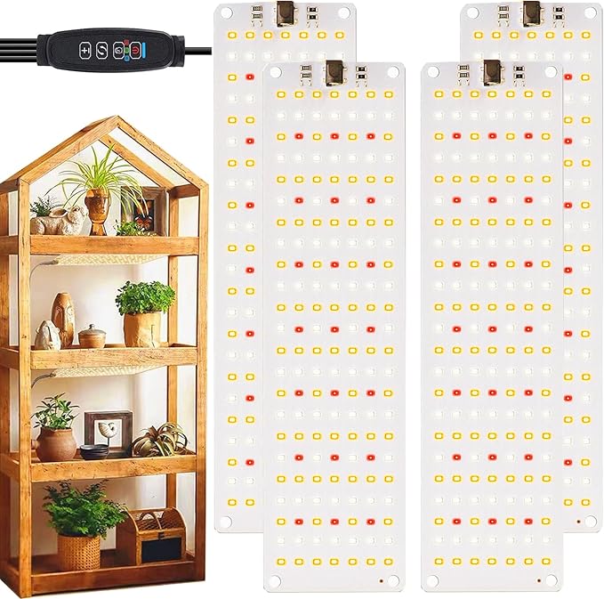Led Grow LightUltra-Thin Panel Grow Lights for Indoor Plants644LEDs Full Spectrum Grow Lights for Under Cabinet Plant Grow Lamp with 3/9/12H Timer10 Dimmable Levels for Plants Growing (4pcs Pro)