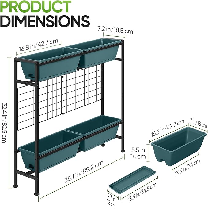 CADUKE Raised Planter Box with Legs 32 Elevated Vegetable Garden Beds Raised Garden Bed with Drainage Holes &amp Trellis Herb Garden Planter Outdoor for Vegetables Balcony Patio Green