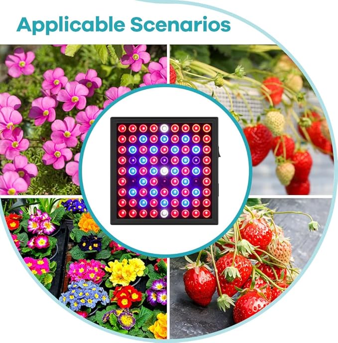 100W LED Plant Panel Lamps 100-277V Indoor Fruit Flower Plating Box UV/IR Seeds Hydroponics Fill Lights 110V Red Blue Greenhouse Tent Sapling Succulent Cultivation Lighting Hanging Hook with US Plug