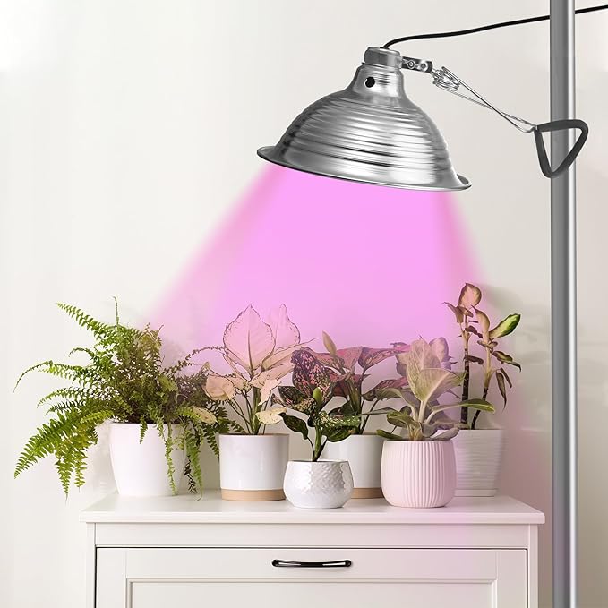 LED Grow Light - All-New 144 LED Chips Full Spectrum Sunlight Light for Indoor Plants Hydroponics Veg Flower &amp BloomClamp Growing Lights with Timer 6/10/12 Hrs 4-Level Dimmable1 Pack