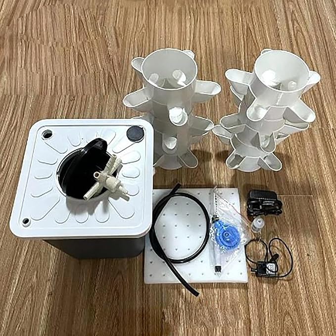 Hydroponic Tower(15/18/25/30 Holes) Hydroponic Growing System Adapters + Water Pump Energy Saving + Easy to Use for Indoor Herbs Fruits and Vegetables18