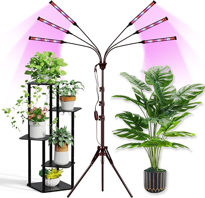 LED Grow Light Coverage and Upgraded Larger Board Full Spectrum Grow Lamps for Indoor Hydroponic Growing Light with High PPFD (5 Arms (Mix Spectrum))