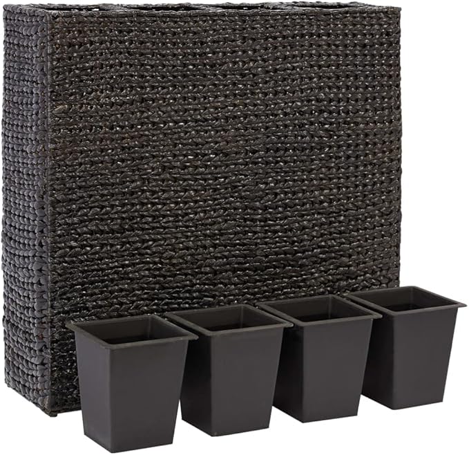 Large Raised Garden Bed Planter Black Water Hyacinth Steel Frame 4 Removable Pots 31.1 Inch for Indoor Living Room Gardening