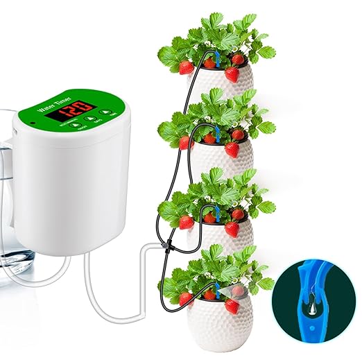 Automatic Watering System for Potted Plants Digital Display Automatic Plant Waterer Auto Watering for Plants IndoorAutomatic Drip Irrigation Kits (for 2 Pots Plants)