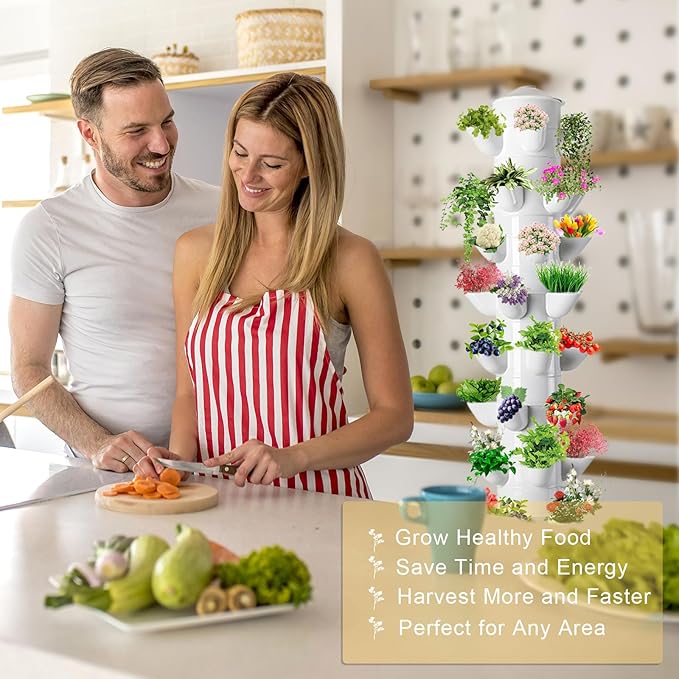 Hydroponics Growing System Vertical Planter Germination Kit Indoor Smart Garden Vegetable Plant Kit with Pump and Movable Water Tank Gift for Gardening Lover (30-Plant)