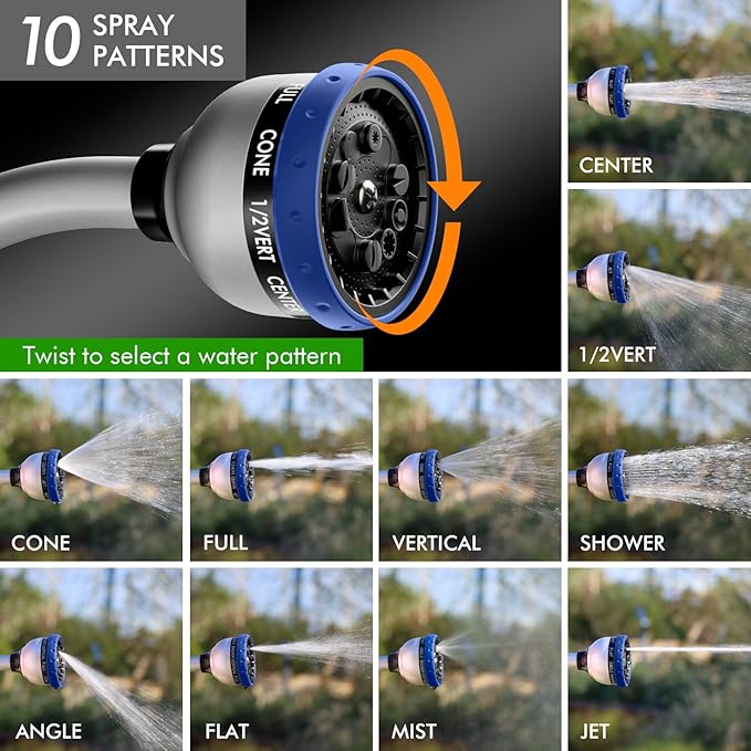 RESTMO Watering Wand Heavy Duty Metal Garden Hose Wand with 10 Spray Patterns 15-Inch Long Hose Nozzle Sprayer with Thumb Flow Control Ideal to Water Hanging Baskets and Shrubs Blue