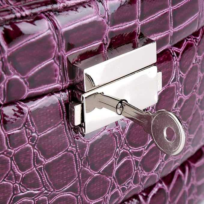 3 Layer Jewelry Storage Box Organizer for Rings Necklaces and More(4.72x5.12x5.91-Purple)
