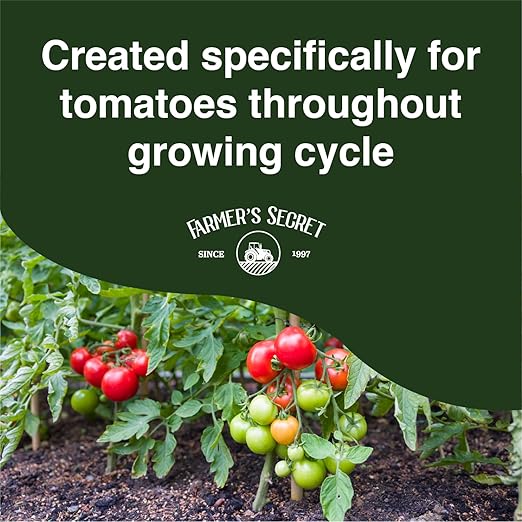 Farmer's Secret Tomato Booster Fertilizer (32oz) - Super Concentrated - 3:8:7 Ratio Fortified with Humic Acid Iron and Calcium - Grow More Tomatoes