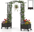 BECOMFORT Planter Box with Arch Trellis 58”H Self-Watering Tomato Planter w/Wheels Hanging Roof &amp Drainage Holes Outdoor Indoor Raised Garden Bed for Climbing Vines Perfect for Lawn &amp Back