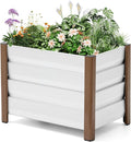 Garvee Aluminum Planter Box 24x16x18 Modern Raised Garden Bed with Rounded Corners &amp Anti-Cut Edging Deep Design with Drainage Holes for Outdoor Patio &amp Balcony White