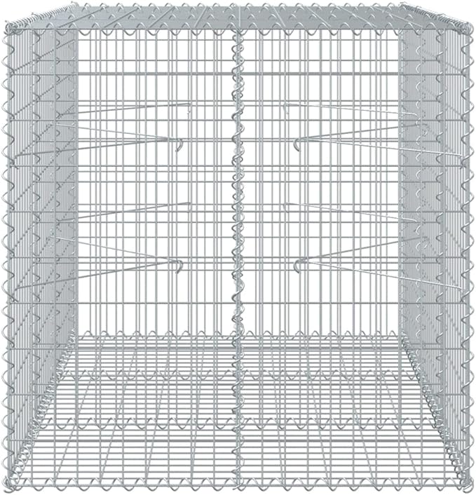 Gabion Basket with Cover 59.1x39.4x39.4 Galvanized Iron Outdoor Raised Garden Bed Planter for Landscaping Retaining Walls Privacy Screens and More