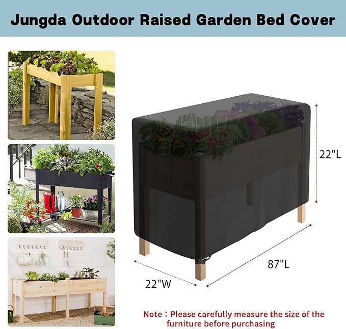 Outdoor Raised Garden Bed Cover for Winter (Only Cover)Waterproof Raised Planter Boxes Stand Covers - 87 x 22 x 22 inch