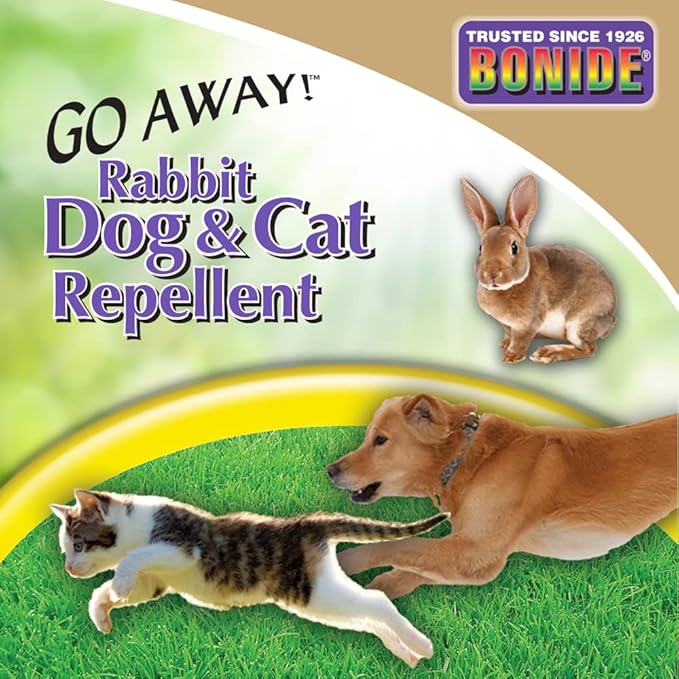 Bonide Go Away! Rabbit Dog &amp Cat Repellent Granules 3 lbs Ready-to-Use Keep Dogs off Lawn Garden Mulch &amp Flower Beds