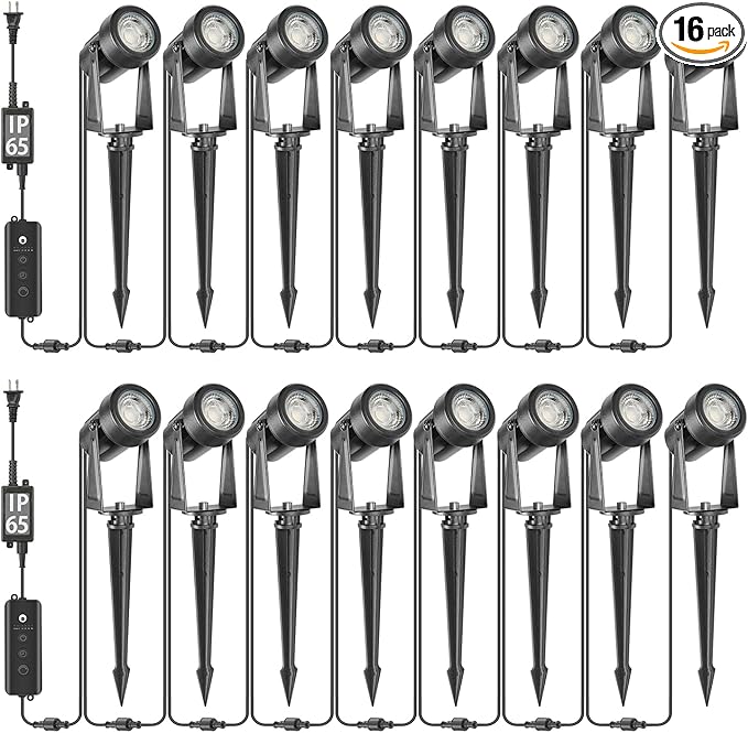SUNTHIN Outdoor Landscape Lighting with Dusk to Dawn Sensor Controller 16 Pack