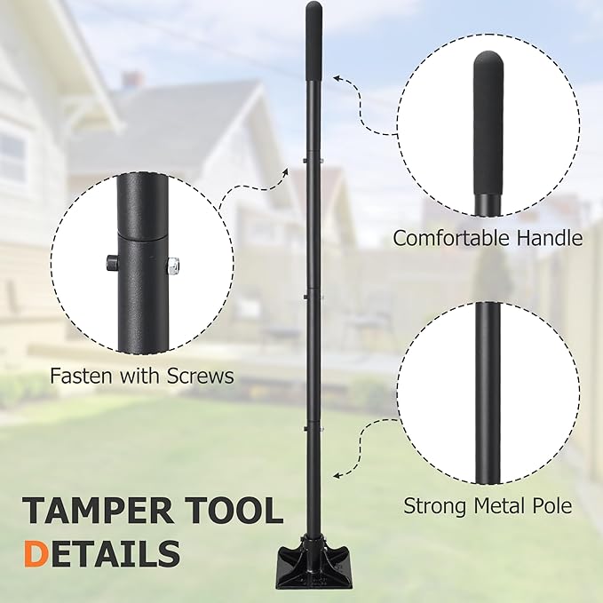 Tamper Tool 59 Inch Heavy Duty Metal Garden Tool for Leveling Soil GravelDriveway Garden YardLong Handle Tamper Tool with Comfortable Grip