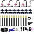 50ft Drip Irrigation Kit Garden Watering System with 360° Adjustable Brass Nozzles &amp Flexible Mist Tubing DIY Automatic Plant Waterer for Greenhouse Patio Lawn Flower Bed (1/4 Hose)