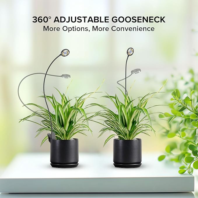 Grow Light for Indoor Plants Full Spectrum Clip Plant Grow Lights 7W LED Plant Growing Lamps with Auto On/Off Timer 4/8/12H 4 Level Dimmable Brightness for Small Plant Light3 Pack