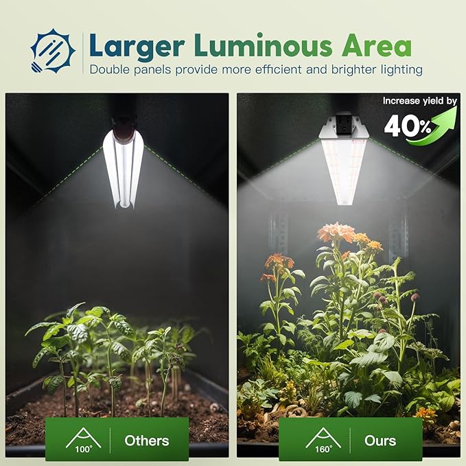 FREELICHT 4 Pack 4ft LED Grow Light 60W (350W Equivalent) Sunlike Full Spectrum Integrated Plant Light for Hydroponic Indoor Plant Seedling Veg and Flower Plug in with On/Off Switch