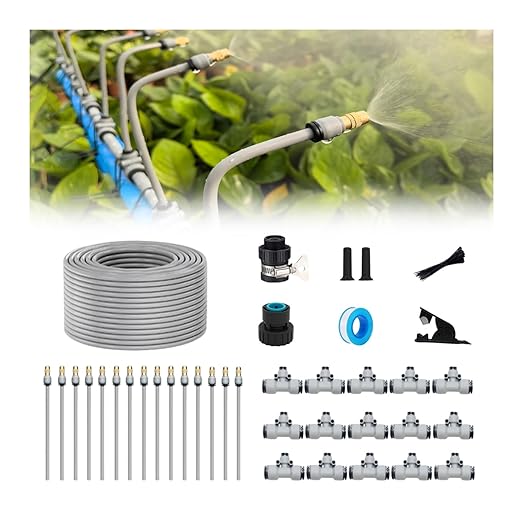 New Drip Irrigation KitsQuick Connector Automatic Irrigation Systemwith Replaceable Bending Dropperatomizing Copper Nozzle for Watering System for Garden Plant Lawn Patio. (20M)
