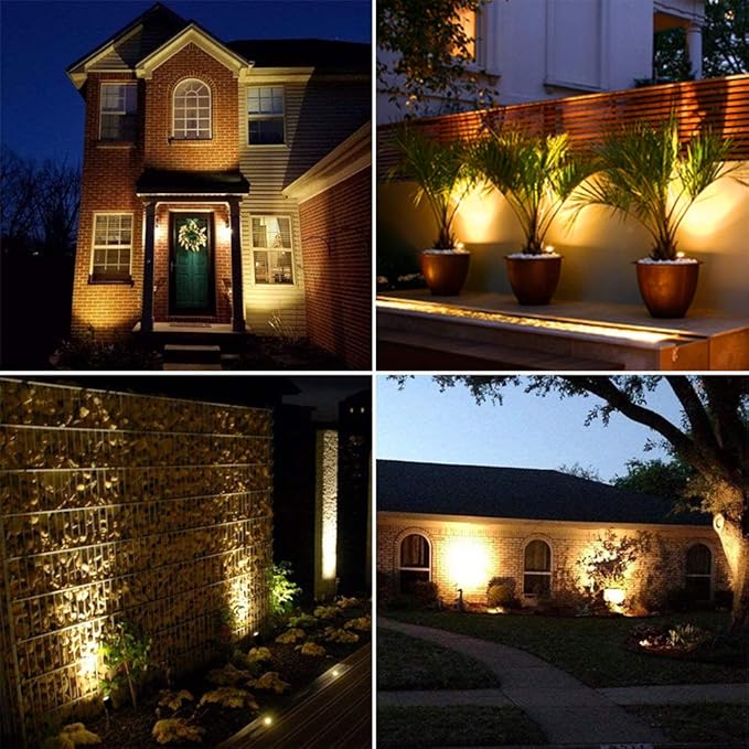 Bright Outdoor Wall Mount Spotlight 5W COB Garden Yard Path Landscape Lighting Decorative Walls Trees Flags Lamp with Round Base and Power Plug Pack of 2 (Warm White)