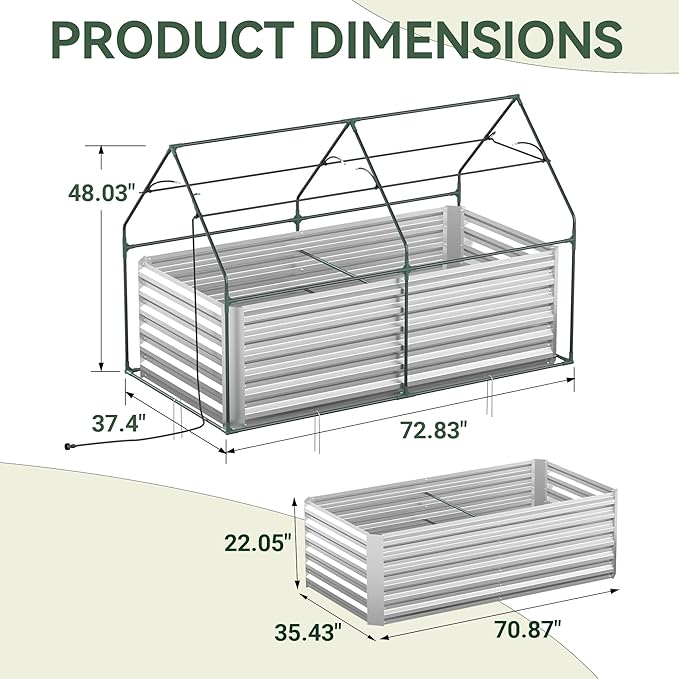 Raised Garden Bed with Self-Watering System 6x3x2 ft Elevated Planter Boxes Outdoor with PE Cover Galvanized Raised Beds for GardeningVegetablesFlowers Backyard Patio