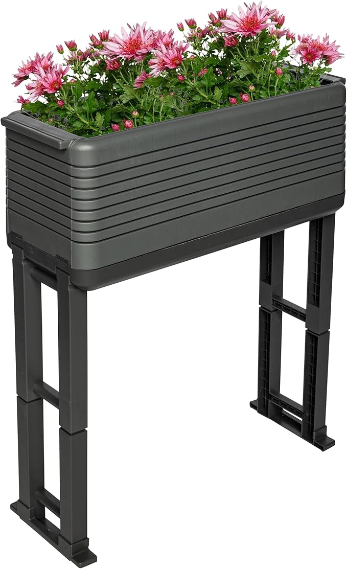 NuVue Modular Garden Planter 2-Pack Set - Innovative Planter Boxes for Indoor and Outdoor Gardening with Configurable Tiered Design Easy Install Gray/Gray Set of 2