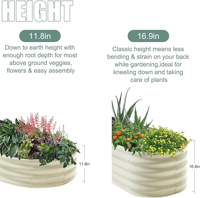 Galvanized Steel Raised Garden Bed 12 Tall Oval Galvanized Steel Raised Garden Bed - 7x3ft Oval Outdoor Planter Box with Rubber Edging (Grey)