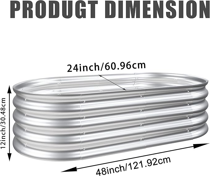 Raised Garden Bed Kit Galvanized Planter Raised Garden Beds for Outdoor for VegetablesFlowers &ampHerbs Heavy Duty Rust-Resistant (1 4x2x1FT)