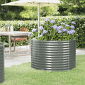 Garden Raised Bed Grey Powder-Coated Steel 39.4 x 39.4 x 26.8 in Outdoor Planter Box for Vegetables Herbs Flowers