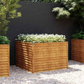 Garden Raised Bed 39.4x39.4x27.2 Corten Steel Weathering Planter for Outdoor Plants Durable Square Garden Bed for Vegetables and Flowers