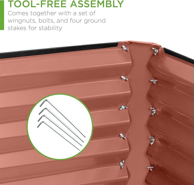 Best Choice Products 6x3x2ft Outdoor Metal Raised Garden Bed Deep Root Box Planter for Vegetables Flowers Herbs 269 Gallon Capacity 100% Non Toxic Materials - Terracotta