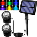 AVEKI Solar Pond Spotlights 12 LED Solar Underwater Lights with Dual Head Waterproof Submarine Landscape Spotlight Security Lighting for Outdoor Patio Ganden Fountain Pond… (RGB Dual Head)