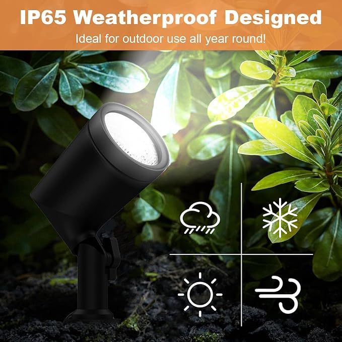 ZYAN Outdoor Landscape Spotlights Waterproof IP65 Powered Supply Yard Garden Spot Lights for Outside Plant Tree 6W 600 Lumen per Light Landscape Lighting for Path Patio Walkway-8 Pack