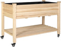BlueWish 48 W x 24 D x 33 H Planter Boxes Outdoor Cedar Garden Bed with Detachable Black Liner Drainage Holes Storage Shelf Raised Beds for Gardening Vegetable Flower