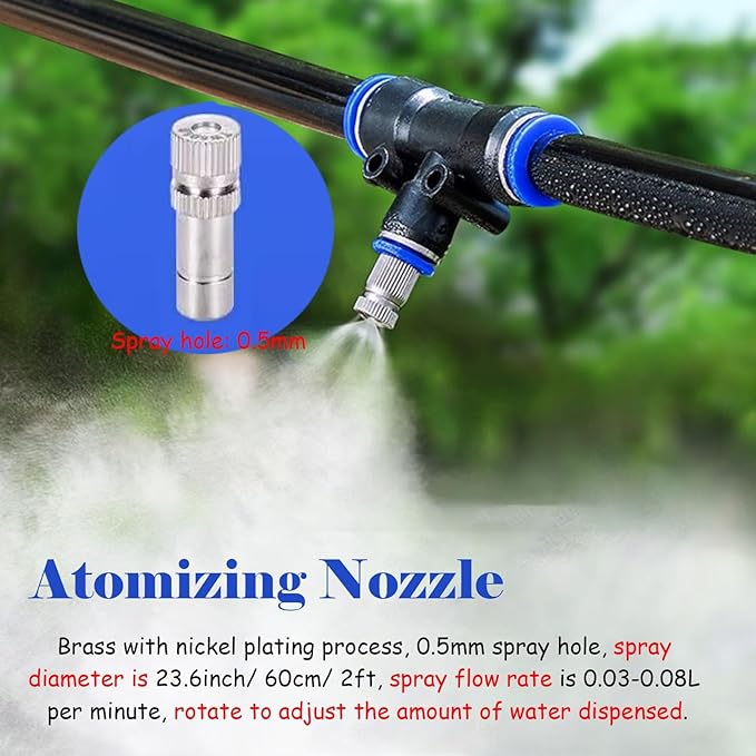 Roof &amp Enclosure Cooling Equipment for Farm/Construction Site/Factory Versatile Automatic Irrigation System Adjustable Water Output Misting Kits(787inch/20m/65.6ft)